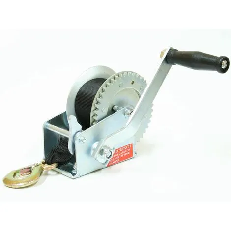 Varan Motors - S1200 Treuil Manuel à Manivelle 544/1088kg Pour Remorque, Quad, Bateau Avec Sangle De 50mm X 8m - Gris 1 Varan Motors - S1200 Treuil Manuel à Manivelle 544/1088kg Pour Remorque, Quad, Bateau Avec Sangle De 50mm X 8m - Gris