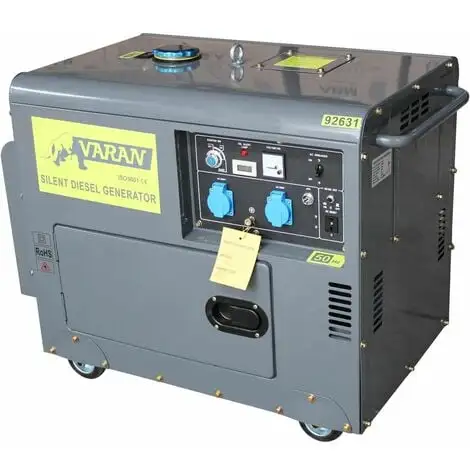 Varan Motors - 92631 Groupe électrogène Diesel SILENCIEUX 5.5 KW 230V + 12V - Gris -VARAN MOTORS Soldes Magasin 138407 1
