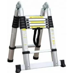 Varan Motors - DLT706B Echelle Télescopique Multi-fonctions En Alu De 3.80m, 12 échelons - Gris